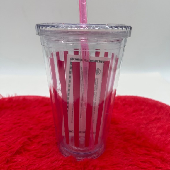 Victoria's Secret 2011 Bombshell Tumbler Cup Pink Stripes Reusable Straw Lid NEW - Picture 5 of 10